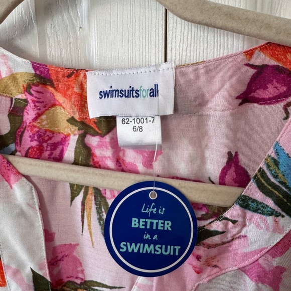 Swimsuits For All Floral Tassel Pink Swim Cover-Up Tunic Size 6/8 NWTS Pull Over - Picture 3 of 12